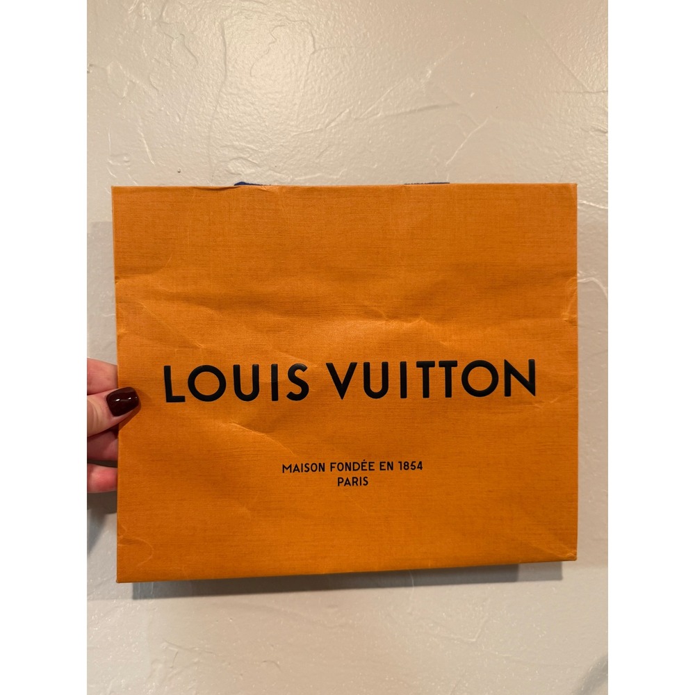Louis Vuitton Shopping Bag Small Orange Good Saffron Blue Handle Authentic LV